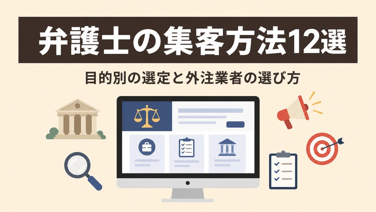弁護士の集客方法12選｜目的別の選定と外注業者の選び方