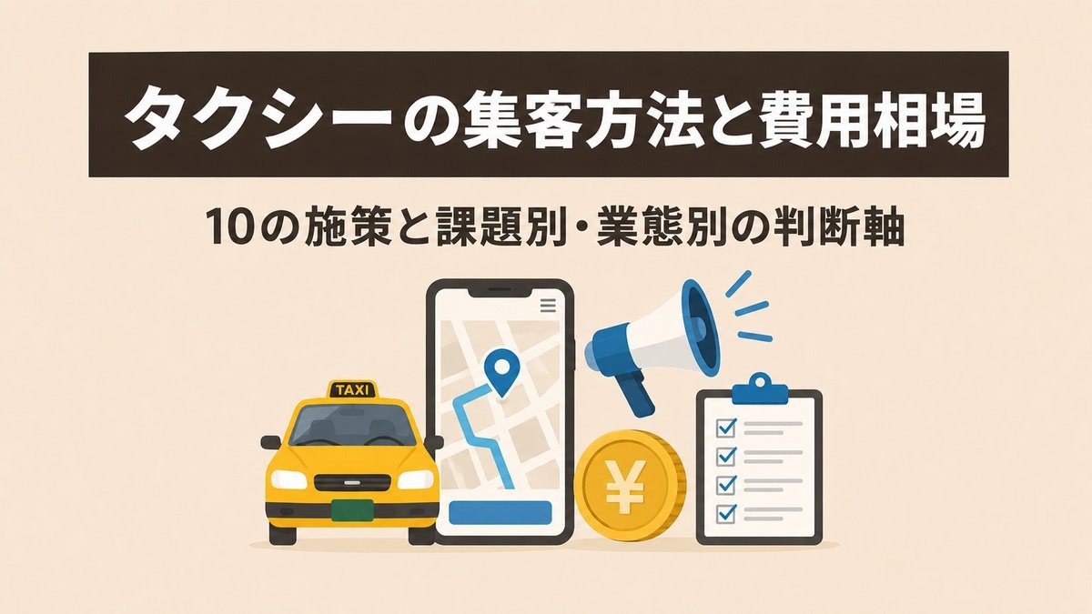 タクシーの集客方法と費用相場｜10の施策と課題別・業態別の判断軸